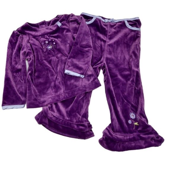 Kid Connection Girls Outfit Size 18M Purple Velvet 2 Piece Shirt And Pants - Picture 10 of 11